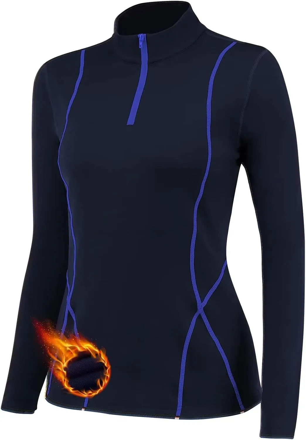 1/4 Ski Base Layer Women Cold Weather Winter Fleece Thermal Underwear Top Workout Running T Shirt Sweat Wicking