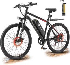 26" Electric Bike for Adults with 500W Brushless Motor, 375Wh Removable Battery, 7-Speed Gears, Front Suspension, 37  Miles Range, 20MPH Top Speed