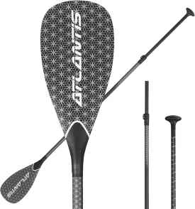 AQUBONA SUP Paddle- 3 Pieces 100% Carbon Fiber Adjustable Stand Up Paddle Board Paddle, Portable Durable Floating Paddle Board. (F) (Black)