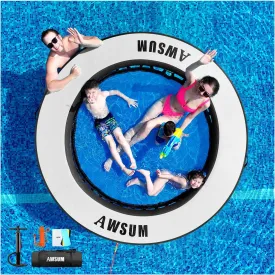 AWSUM Inflatable Water Hammock Round Floating Ring Circle Dock Lake Floats River Raft for Adults Island Swimming Pool Platform for Party