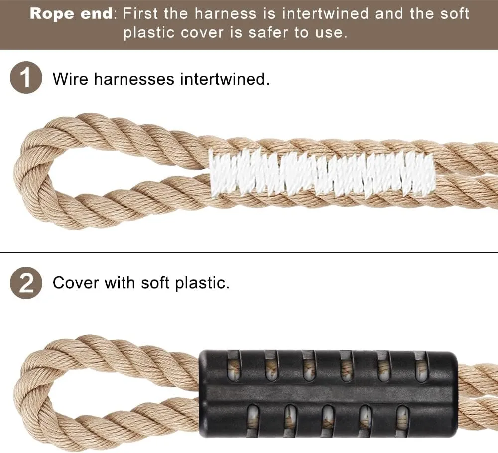 BeneLabel Tree Swing Ropes, Hammock Tree Swings Hanging Straps, Adjustable Extendable, for Outdoor Swings Hammock Playground Set Accessories, 3ft(40"), 2 Pack, Off-White