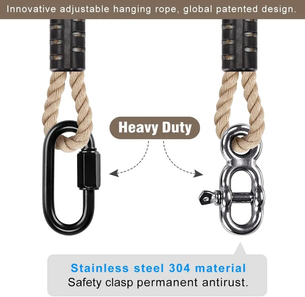 BeneLabel Tree Swing Ropes, Hammock Tree Swings Hanging Straps, Adjustable Extendable, for Outdoor Swings Hammock Playground Set Accessories, 3ft(40"), 2 Pack, Off-White