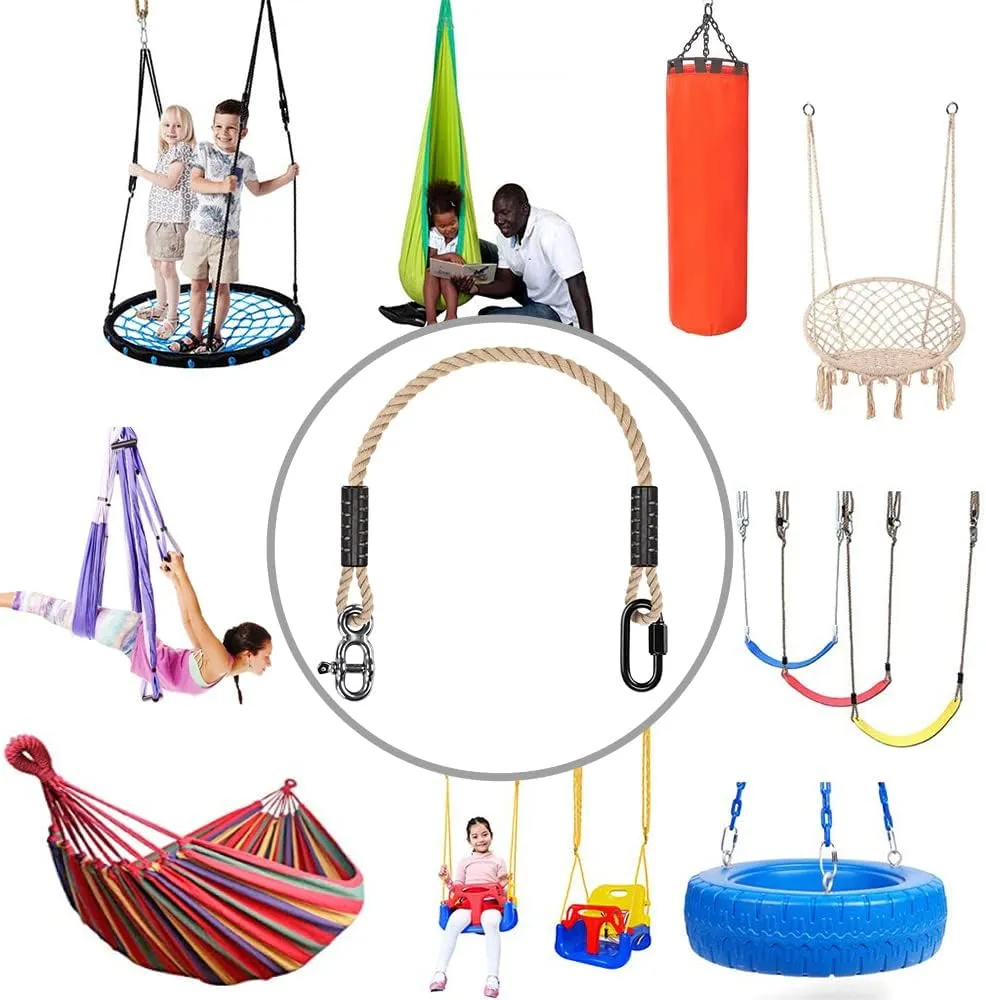 BeneLabel Tree Swing Ropes, Hammock Tree Swings Hanging Straps, Adjustable Extendable, for Outdoor Swings Hammock Playground Set Accessories, 3ft(40"), 2 Pack, Off-White