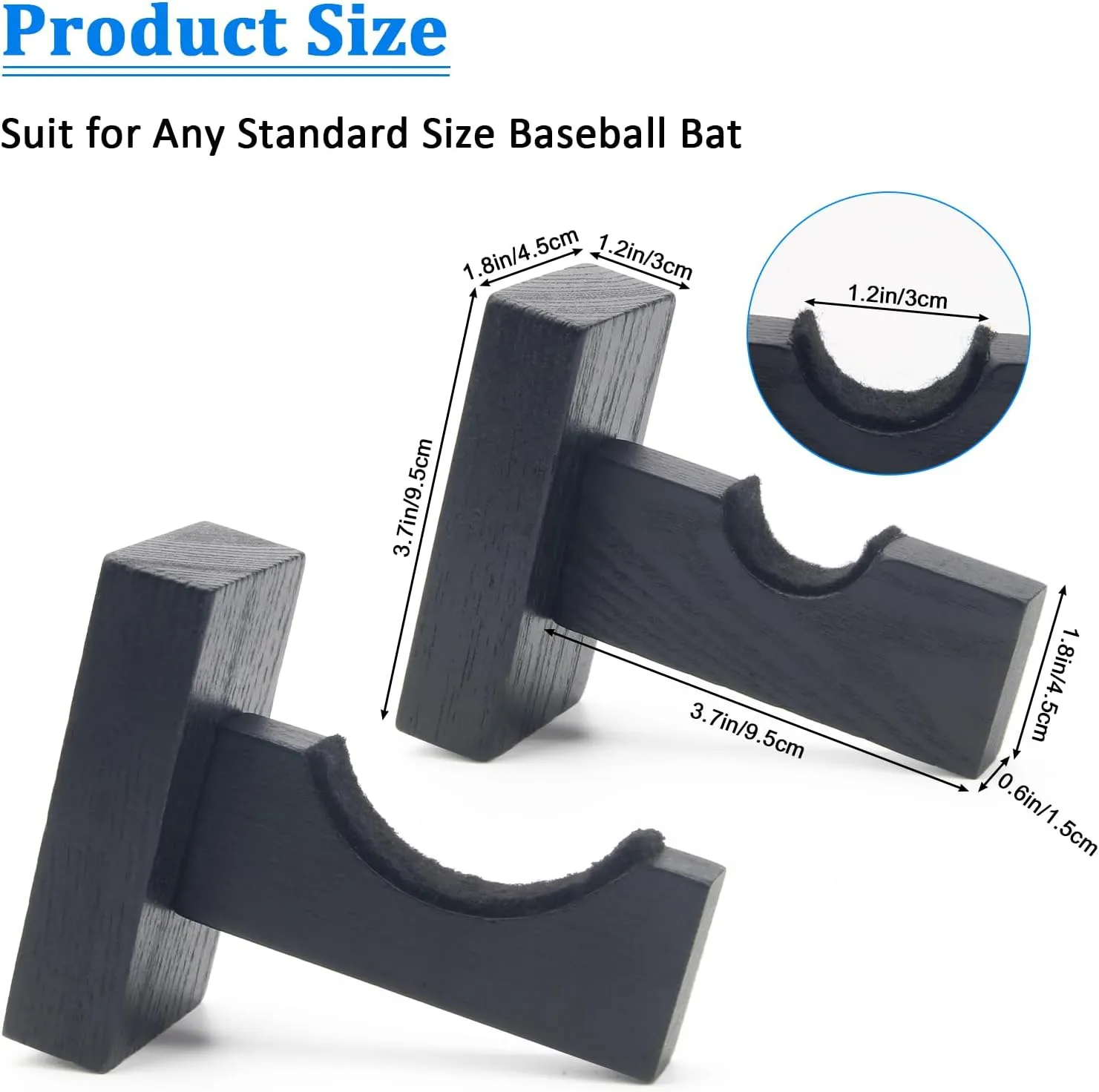 Boyistar Baseball Bat Wall Mount Set, Display Rack for Baseball Bat Hanger Holder with Hidden Screws, Soft Liner, Clean Cloth for Baseball Softball Bat Display Case Rack Brackets