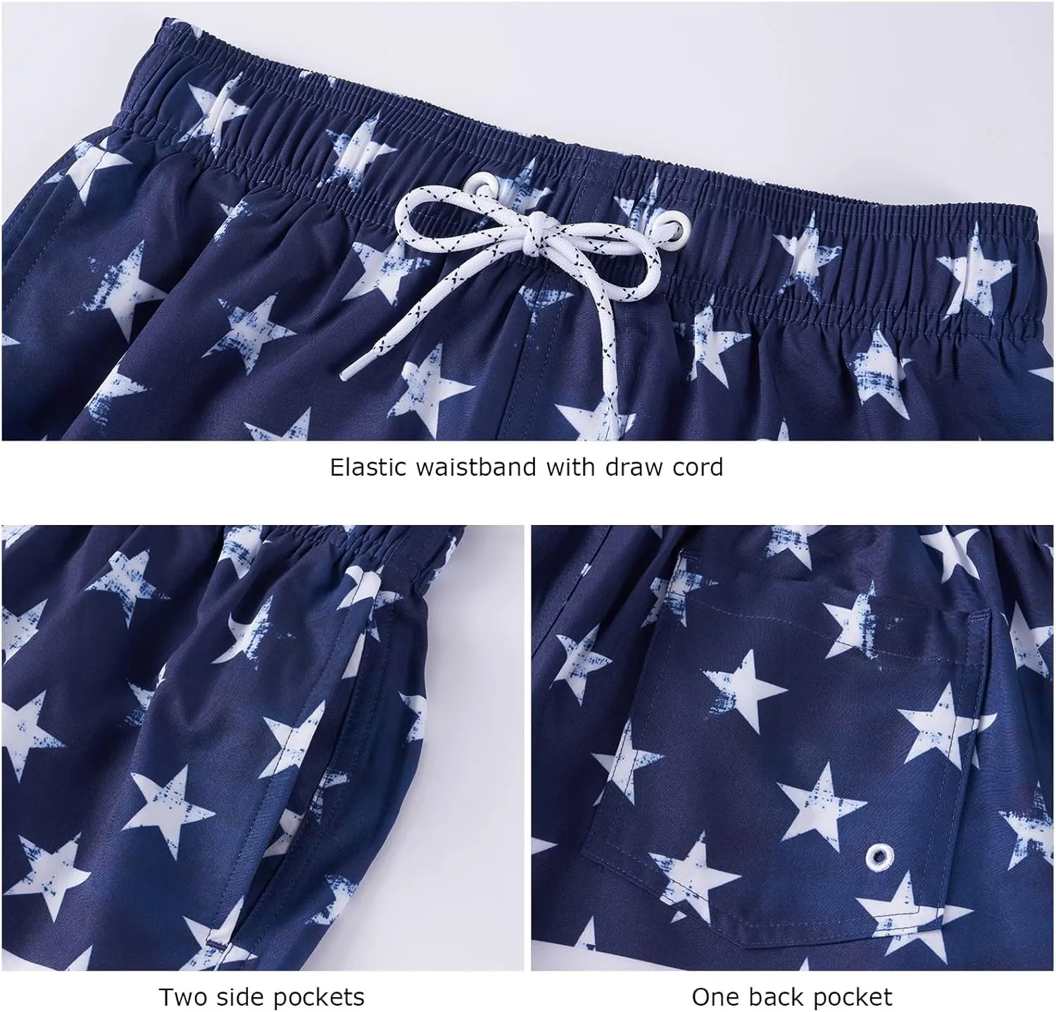 Boys Swim Trunks UPF 50  Quick Dry Toddler Beach Board Shorts Kids Bathing Suit Youth Swimwear with Mesh Lining
