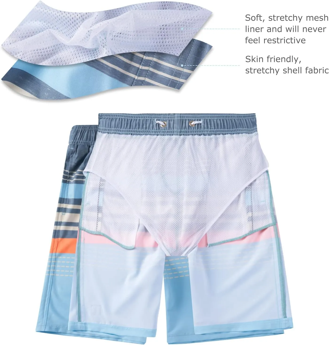 Boys Swim Trunks UPF 50  Quick Dry Toddler Beach Board Shorts Kids Bathing Suit Youth Swimwear with Mesh Lining