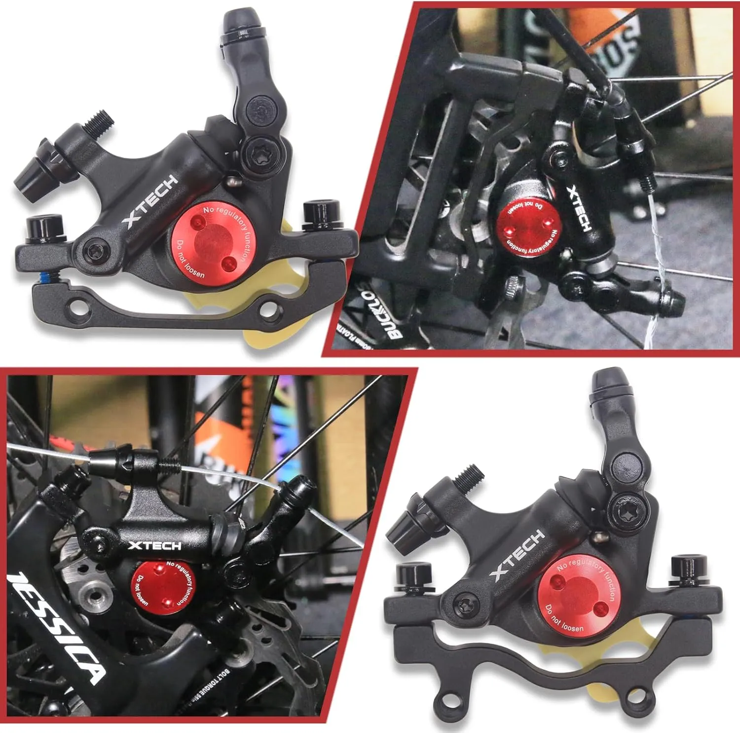 BUCKLOS Zoom HB-100 MTB Line Pulling Hydraulic Disc Brake Calipers Front   Rear, Aluminum Alloy Mountain Bike Hydraulic Disc Brakes with is/PM Universal Caliper Adapter for XC Trail, Fat Bike