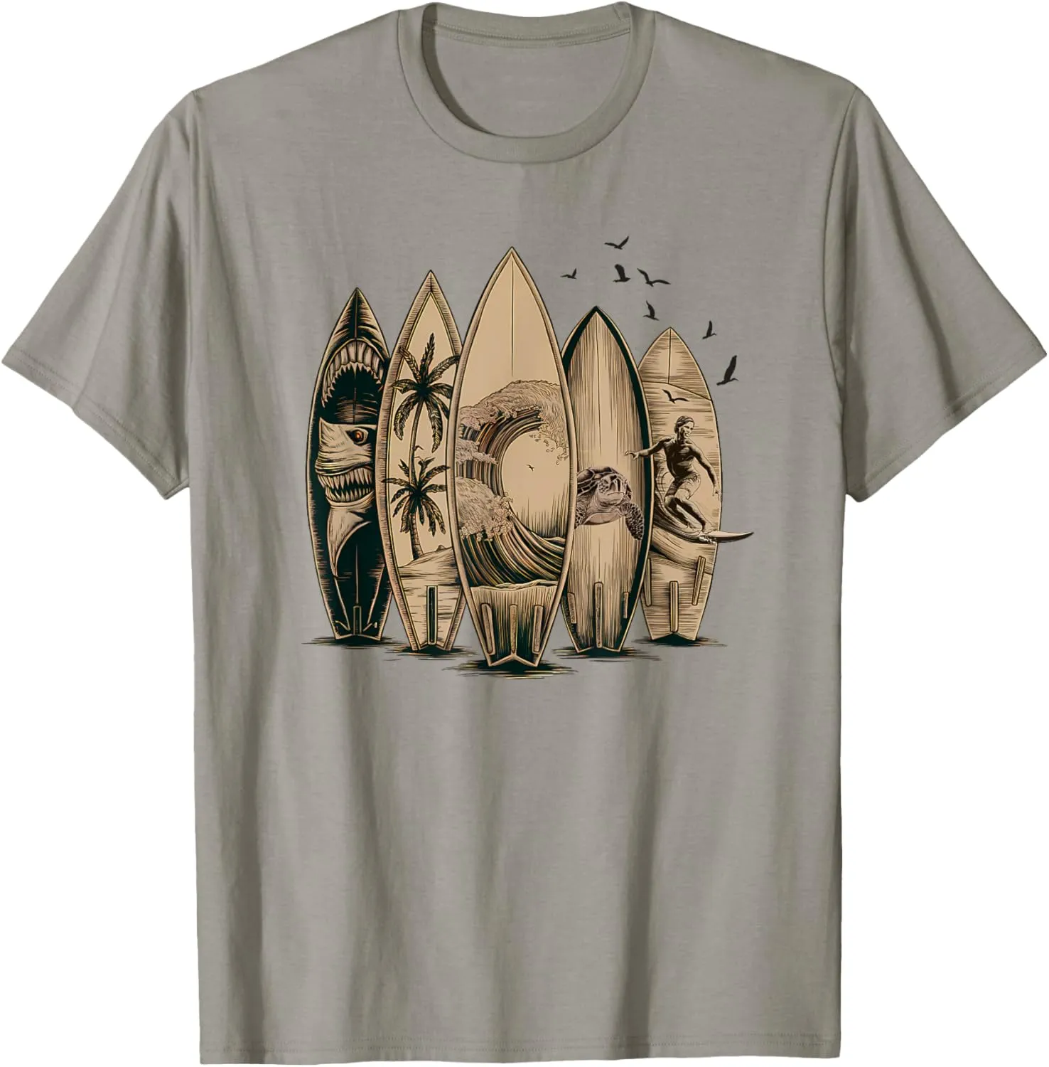 Cool Surfing Tropical Surfboards Vintage Surfboarder Surfer T-Shirt