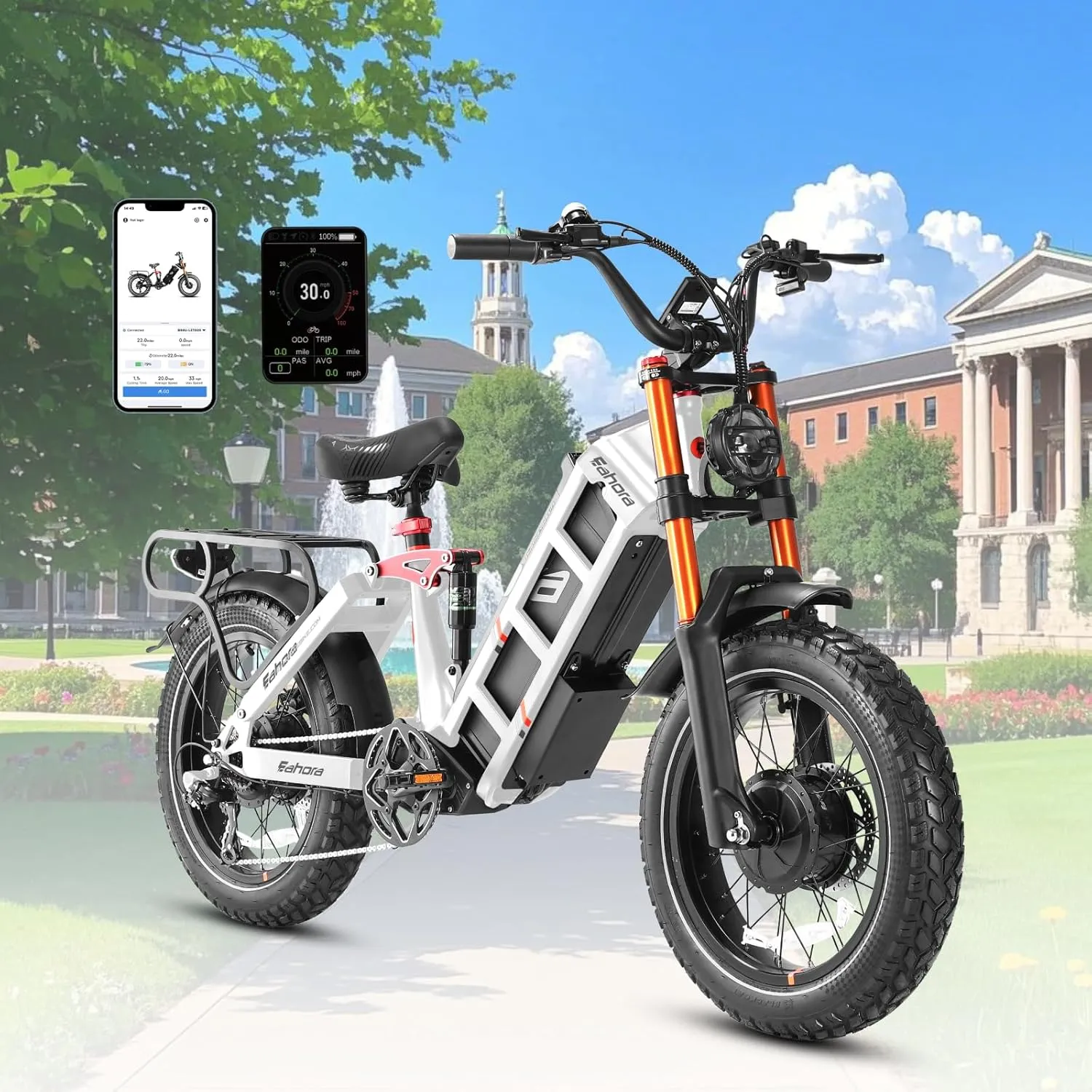 eAhora Juliet Pro II/Juliet II/Juliet [2025] Dual Motor Electric Bike for Adult, 4400W/ 1700W/ 1200W, 43/34/ 31 Mph Ebike,70Ah/60Ah Long Range E-Bike,20" Fat Tire E Bike for Commute,Delivery UL2849