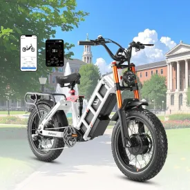 eAhora Juliet Pro II/Juliet II/Juliet [2025] Dual Motor Electric Bike for Adult, 4400W/ 1700W/ 1200W, 43/34/ 31 Mph Ebike,70Ah/60Ah Long Range E-Bike,20" Fat Tire E Bike for Commute,Delivery UL2849
