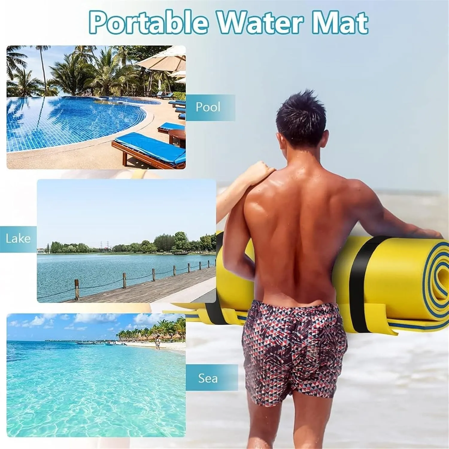 Floating Mat, Floating Water Mat, Swimming Floating Foam Pad Hammock, Portable Water Raft Mattress for Water Activities Swimming Pool, Lake, Sea