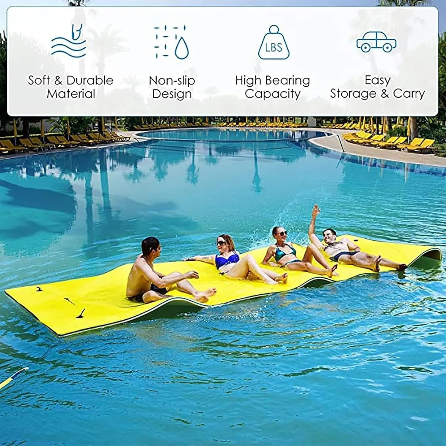 Floating Water Mat, Floating Mat, Thick Swimming Floating Foam Pad Hammock, Portable 3-Layer Water Raft Mattress for Water Activities Swimming Pool