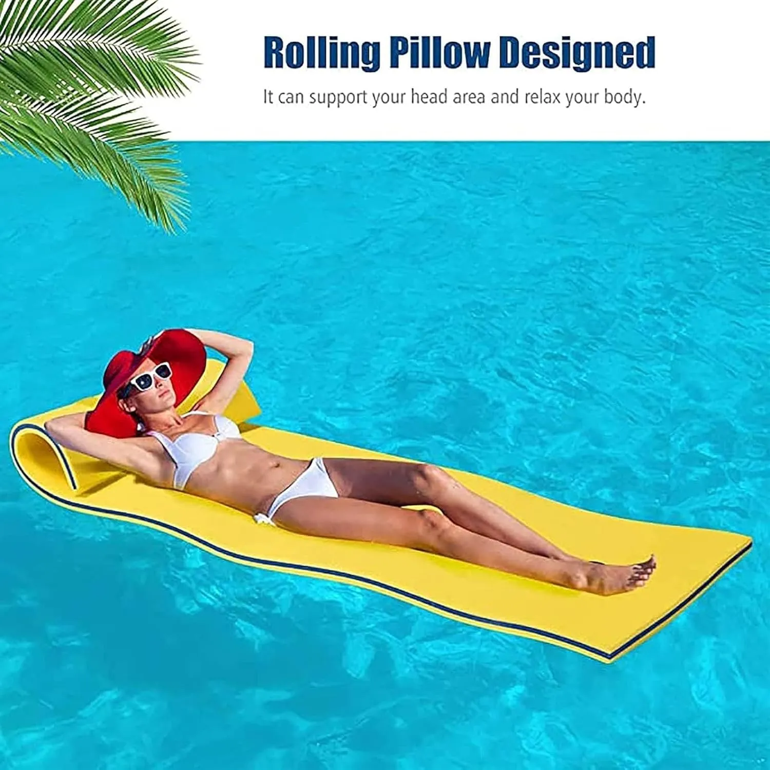 Floating Water Mat, Floating Mat, Thick Swimming Floating Foam Pad Hammock, Portable 3-Layer Water Raft Mattress for Water Activities Swimming Pool
