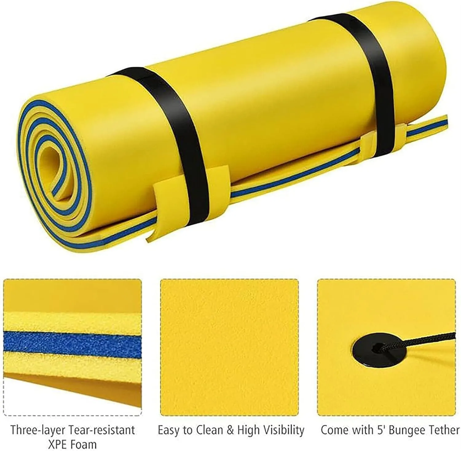 Floating Water Mat, Floating Mat, Thick Swimming Floating Foam Pad Hammock, Portable 3-Layer Water Raft Mattress for Water Activities Swimming Pool