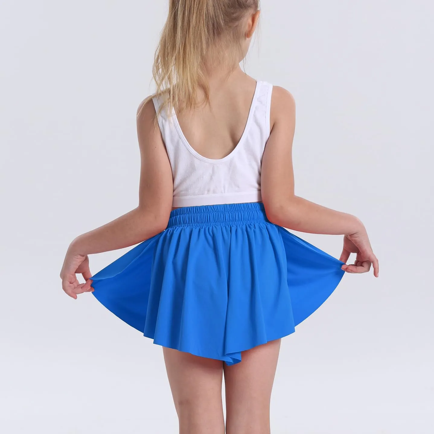Flowy Butterfly Shorts for Girls 2-in-1 Athletic Running Skirt Shorts Cheer Tennis Dance Preppy with Spandex Liner