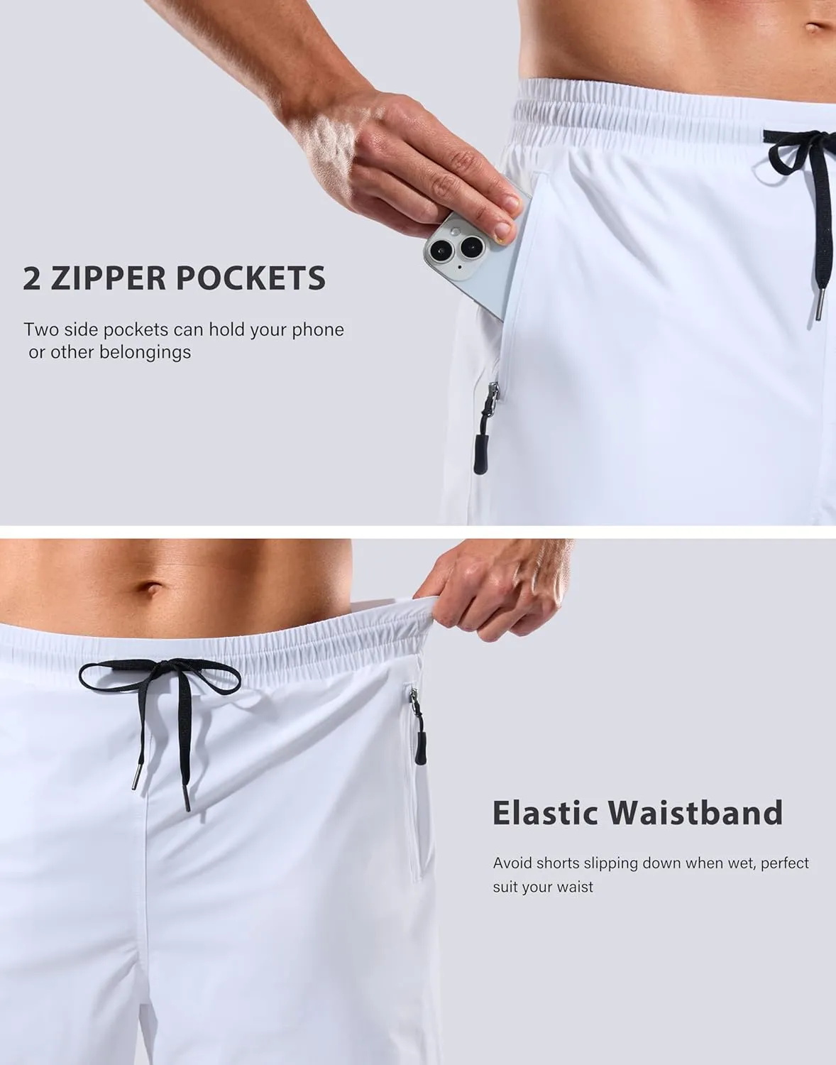 G Gradual Mens Swim Trunks with Compression Liner 7" Quick Dry Board Shorts Swimsuit Bathing Suit for Men with Zipper Pockets