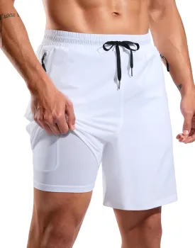 G Gradual Mens Swim Trunks with Compression Liner 7" Quick Dry Board Shorts Swimsuit Bathing Suit for Men with Zipper Pockets