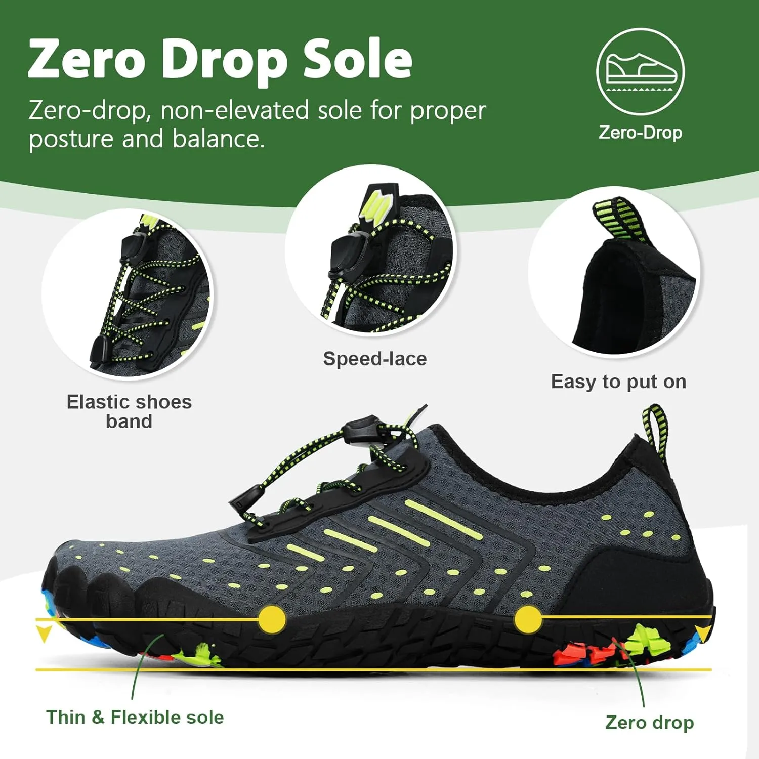 Hike Barefoot Water Shoes Women Men Footwear Wide Toe Quick-Dry Pro Barefoot Swim Beach Breathable Grounding Shoes Non-Slip Aqua Socks Shoe for Pool Walking Kayaking Hiking Surfing