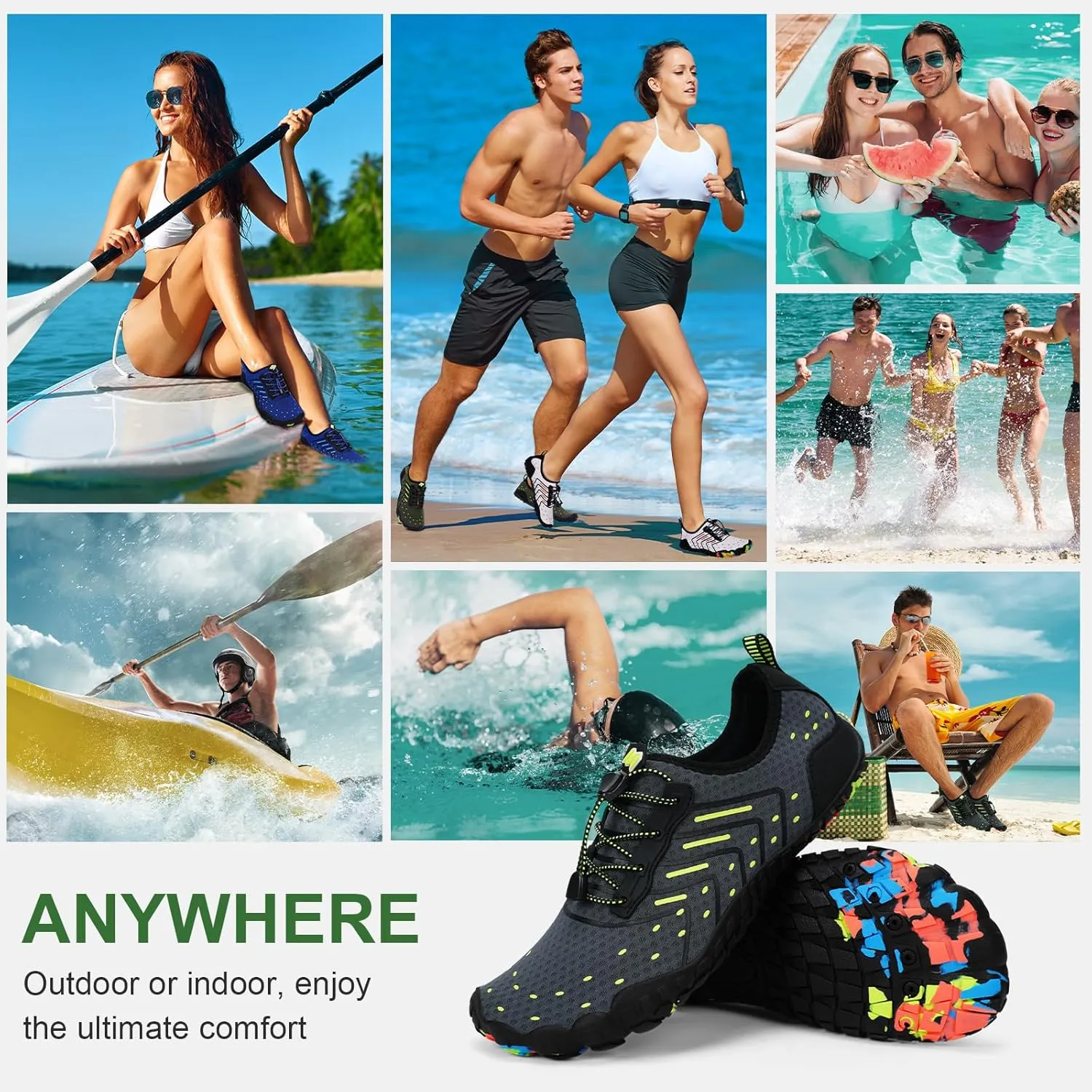 Hike Barefoot Water Shoes Women Men Footwear Wide Toe Quick-Dry Pro Barefoot Swim Beach Breathable Grounding Shoes Non-Slip Aqua Socks Shoe for Pool Walking Kayaking Hiking Surfing