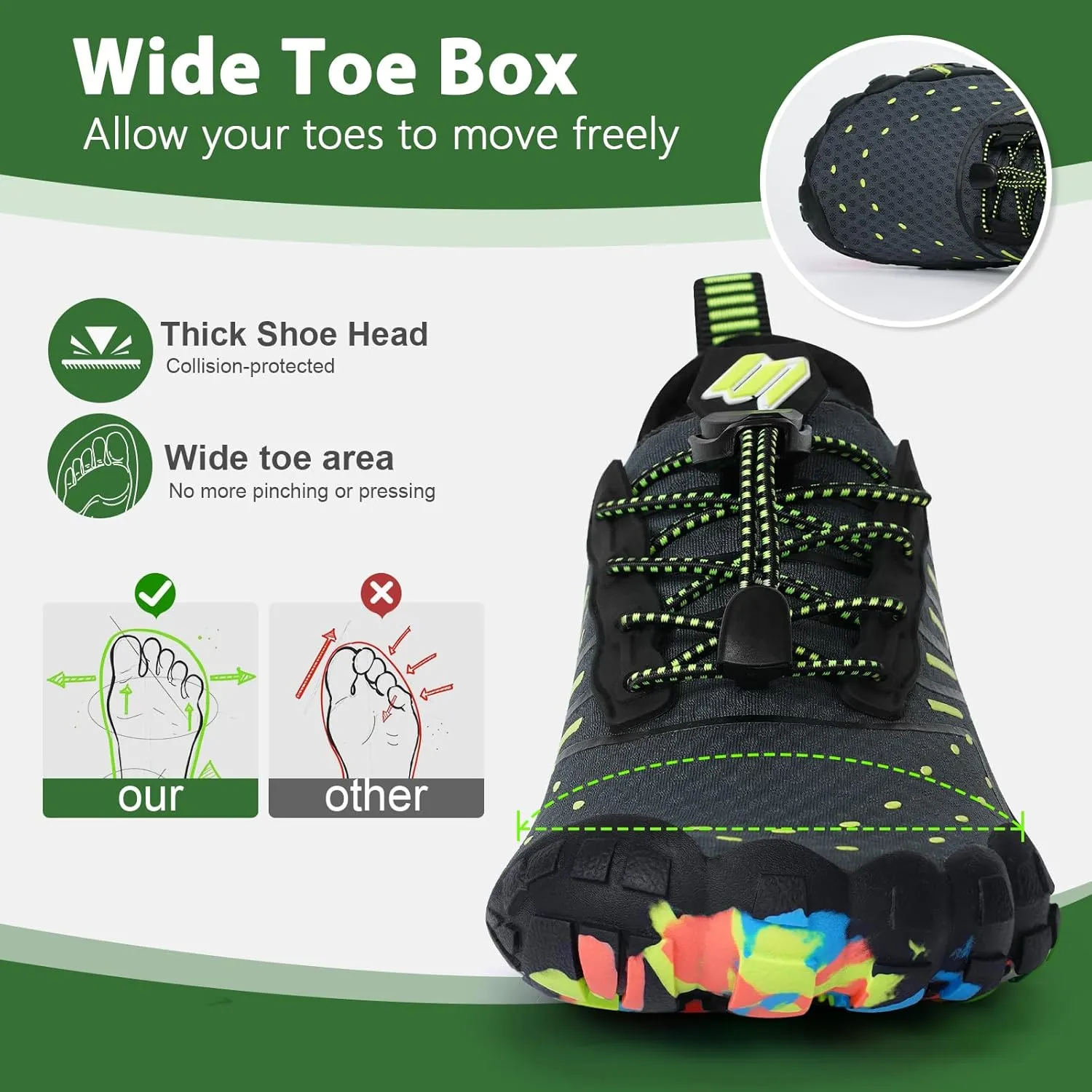 Hike Barefoot Water Shoes Women Men Footwear Wide Toe Quick-Dry Pro Barefoot Swim Beach Breathable Grounding Shoes Non-Slip Aqua Socks Shoe for Pool Walking Kayaking Hiking Surfing