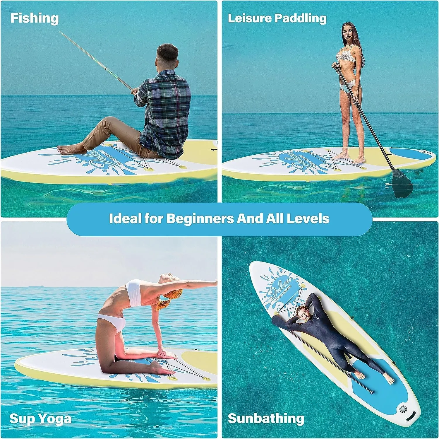 Inflatable Stand Up Paddle Board  Simple Deluxe Premium SUP for All Skill Levels,Paddle Boards for Adults & Youth, Blow Up Stand-Up Paddleboards with Accessories & Backpack, Surf Control