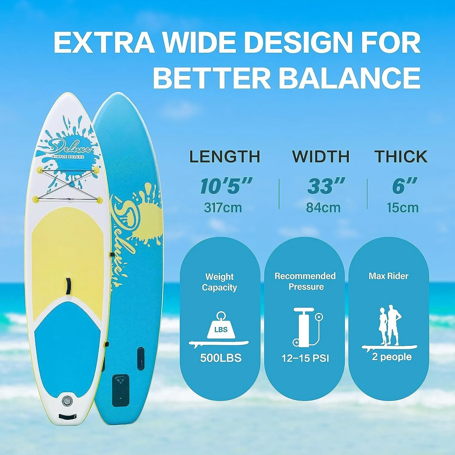 Inflatable Stand Up Paddle Board  Simple Deluxe Premium SUP for All Skill Levels,Paddle Boards for Adults & Youth, Blow Up Stand-Up Paddleboards with Accessories & Backpack, Surf Control