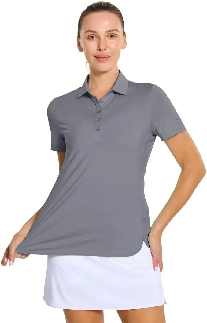 M MAELREG Womens Golf Shirt Short Sleeve 5 Buttons Quick Dry Casual Solid Moisture Wicking Tennis Polo Shirts for Women