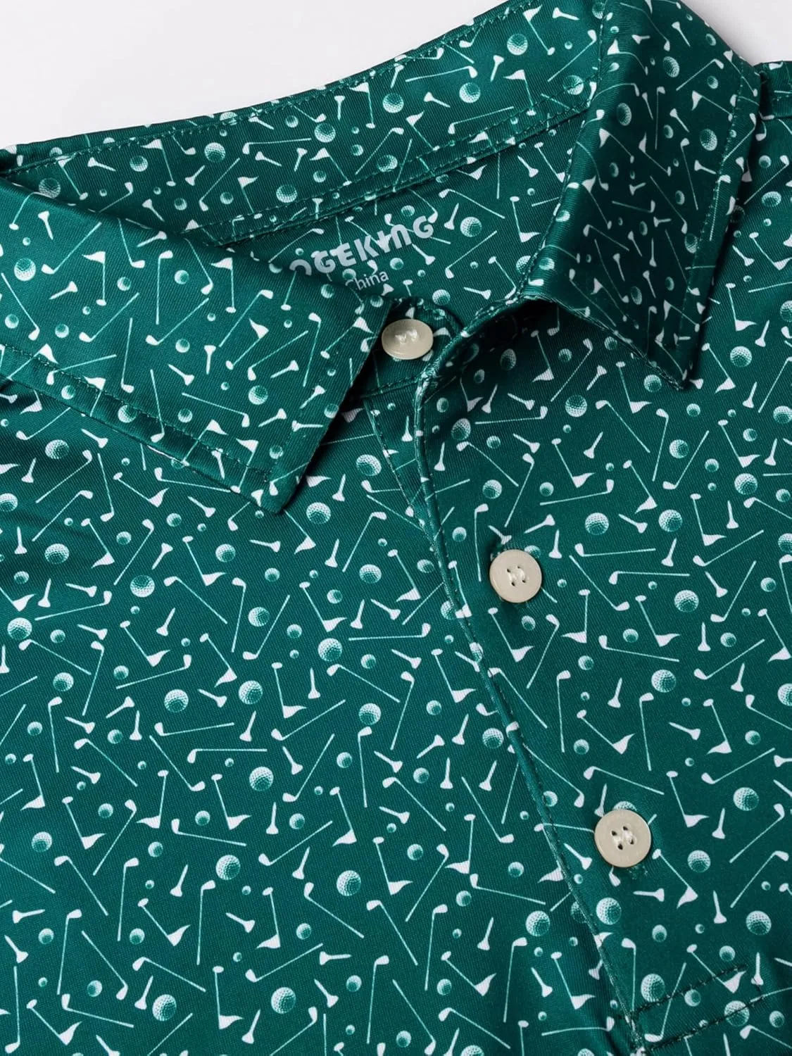 Mens Golf Shirt Relaxed Fit Printed Short Sleeve Performance Moisture Wicking Polo Shirt (S - 4XL)