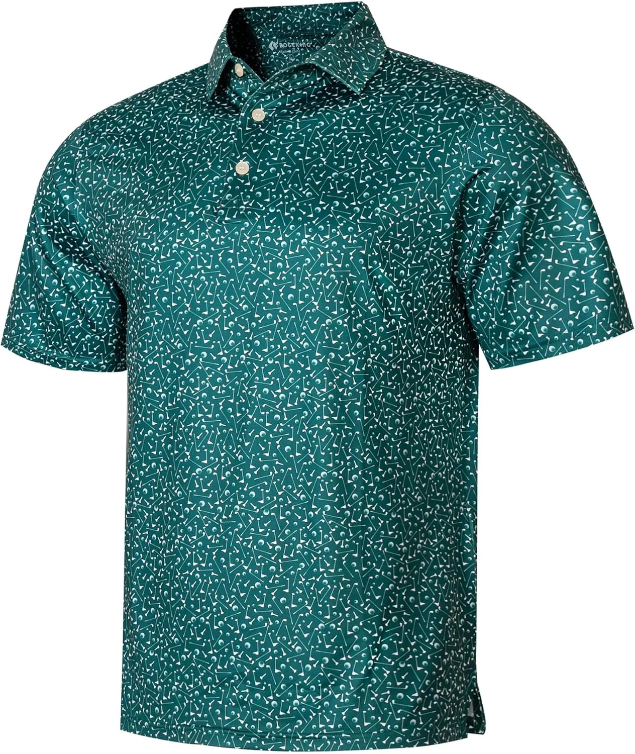 Mens Golf Shirt Relaxed Fit Printed Short Sleeve Performance Moisture Wicking Polo Shirt (S - 4XL)