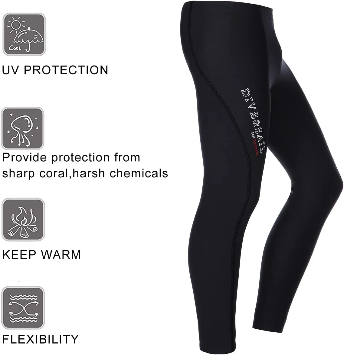 Neoprene Wetsuit Pants 3mm/1.5mm - Long Pants for Men & Women - Warm Diving, Swimming, Snorkeling, Scuba & Surfing