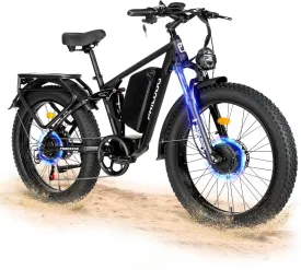 PHILODO Forester 5000W Peak Dual Motor Electric Bike - 45MPH High-Speed Fat Tire Ebike with 60V26Ah Battery, 80  Mile Range, Full Suspension & Hydraulic Brakes for Adult Off-Road Commuting