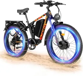 PHILODO Forester 5000W Peak Dual Motor Electric Bike - 45MPH High-Speed Fat Tire Ebike with 60V26Ah Battery, 80  Mile Range, Full Suspension & Hydraulic Brakes for Adult Off-Road Commuting