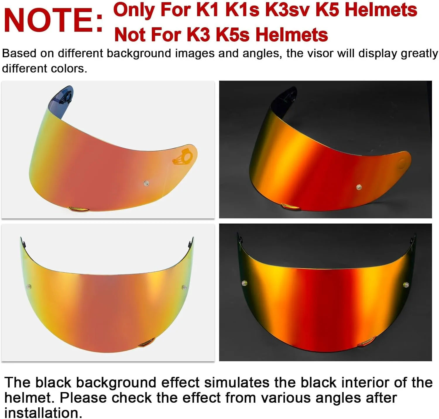 PSLER k1s Visor - k1 Helmet Visor k3 sv Tinted Visor k5 Face Shield Replacement for k1 k1s k3 sv k5,Deep Red