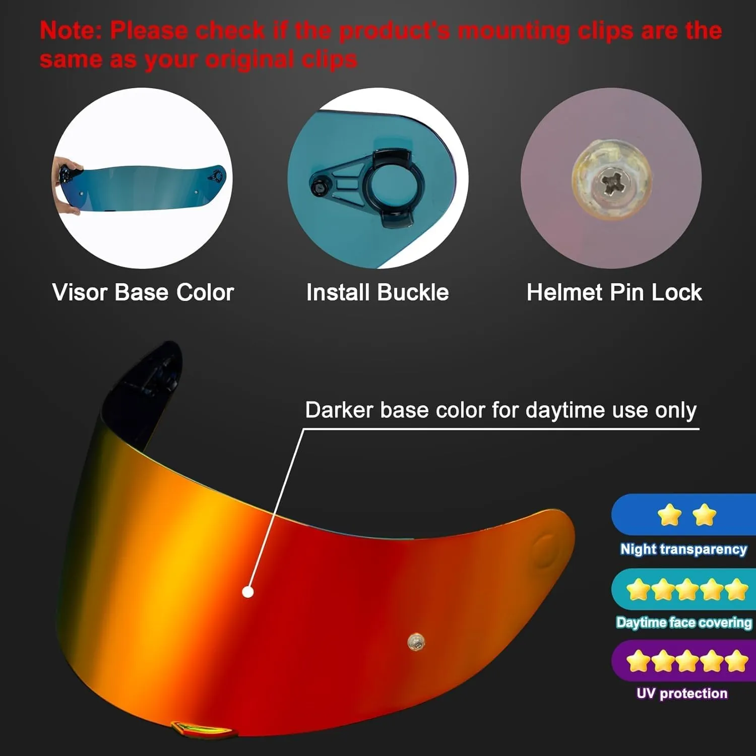 PSLER k1s Visor - k1 Helmet Visor k3 sv Tinted Visor k5 Face Shield Replacement for k1 k1s k3 sv k5,Deep Red