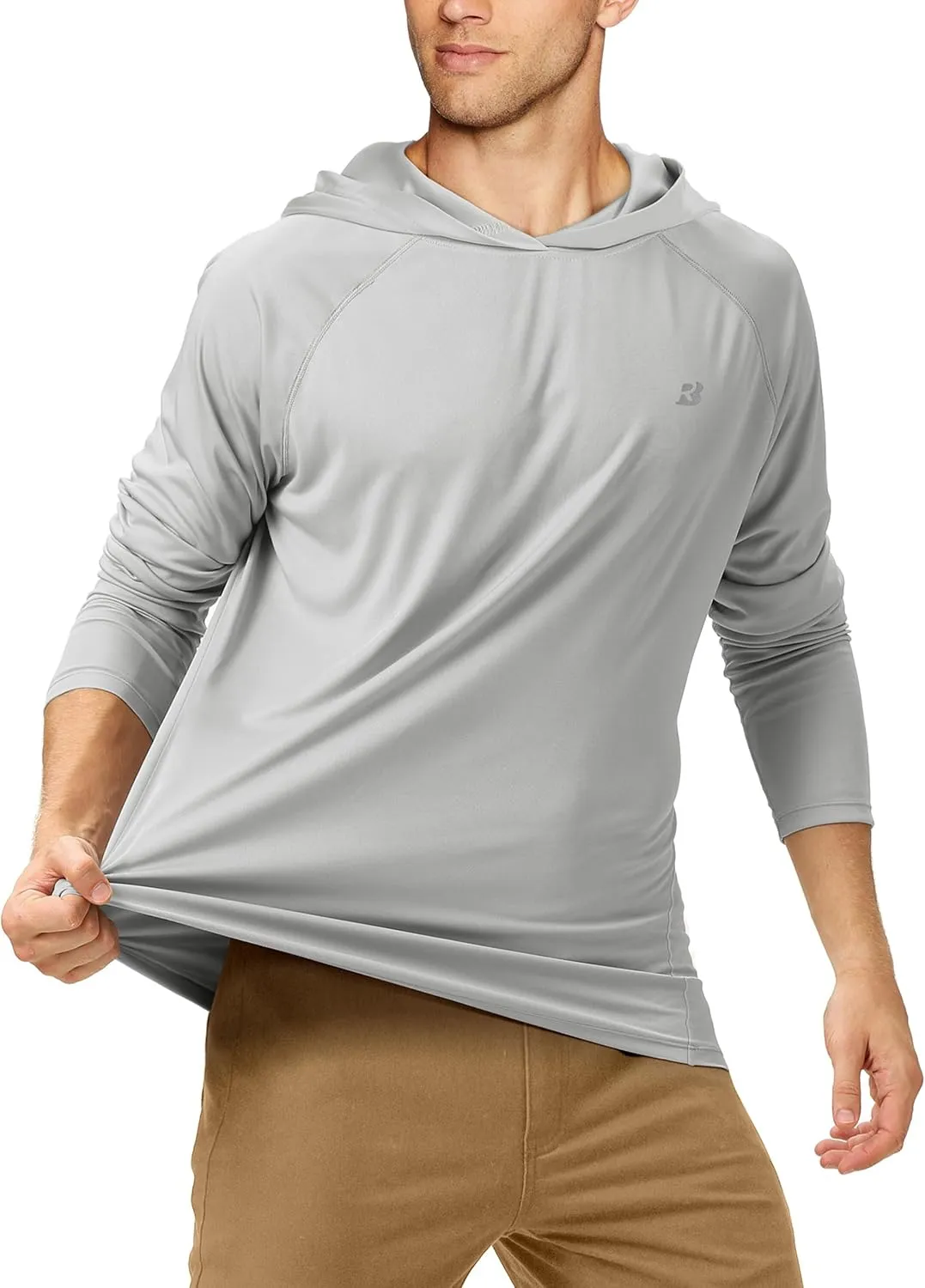Roadbox UPF 50  Fishing Shirts for Men, Long Sleeve UV Sun Protection Hoodie, Outdoor Hiking Running Swimming Rash Guard