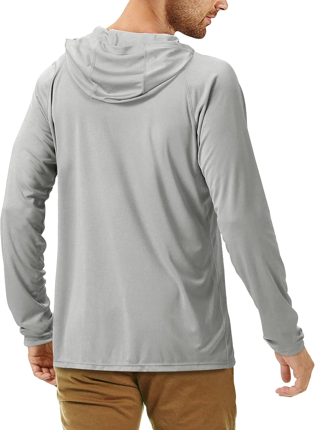 Roadbox UPF 50  Fishing Shirts for Men, Long Sleeve UV Sun Protection Hoodie, Outdoor Hiking Running Swimming Rash Guard