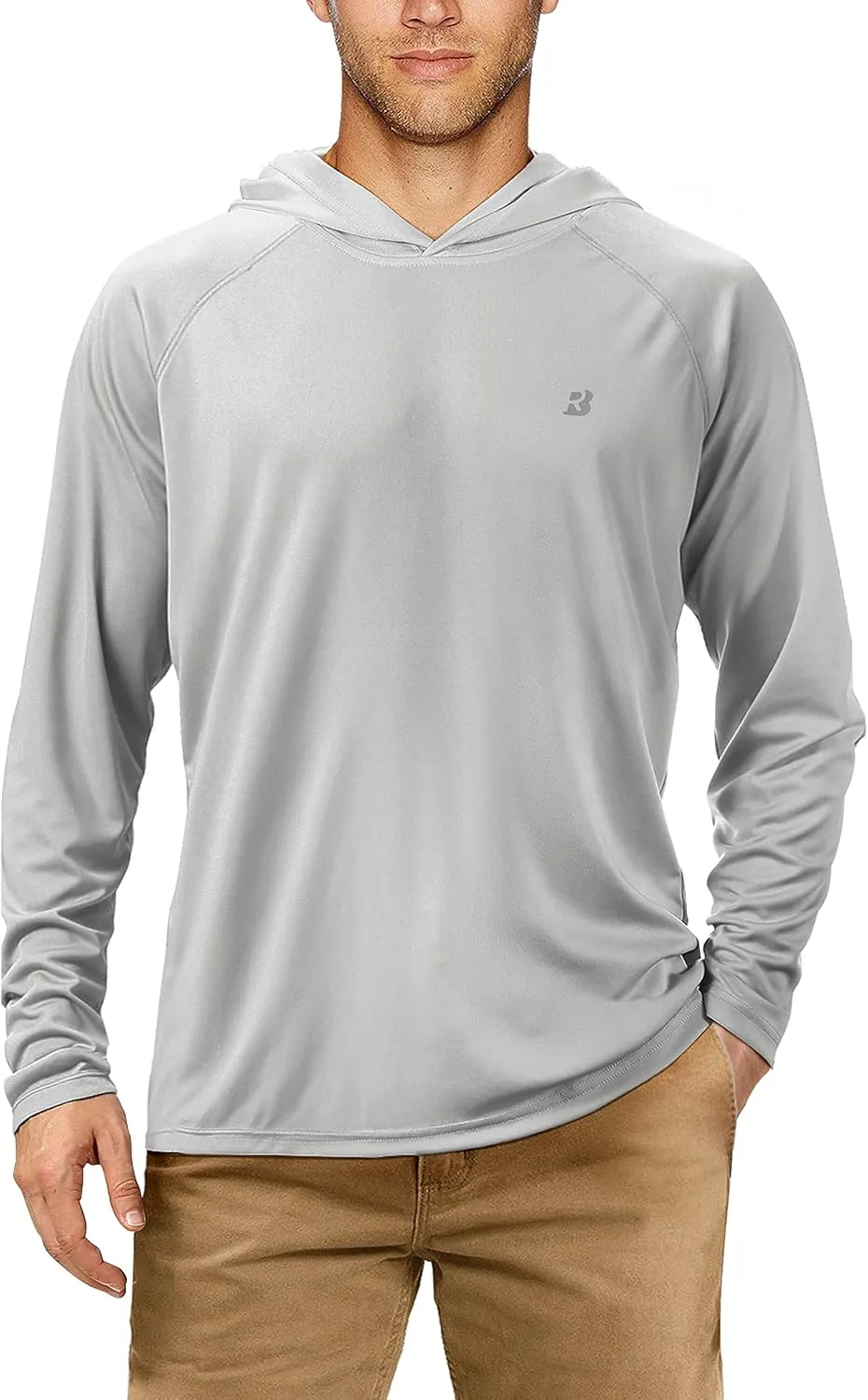 Roadbox UPF 50  Fishing Shirts for Men, Long Sleeve UV Sun Protection Hoodie, Outdoor Hiking Running Swimming Rash Guard