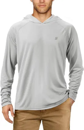 Roadbox UPF 50  Fishing Shirts for Men, Long Sleeve UV Sun Protection Hoodie, Outdoor Hiking Running Swimming Rash Guard