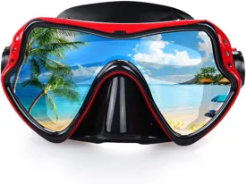 Snorkel Diving Mask, Professional Snorkeling Mask Gear, Ultra Clear Lens with Wide View Tempered Glass Goggles,Anti Leakage Scuba Mask, Silicone Swimming Goggles Mask for Adults, 3 Color