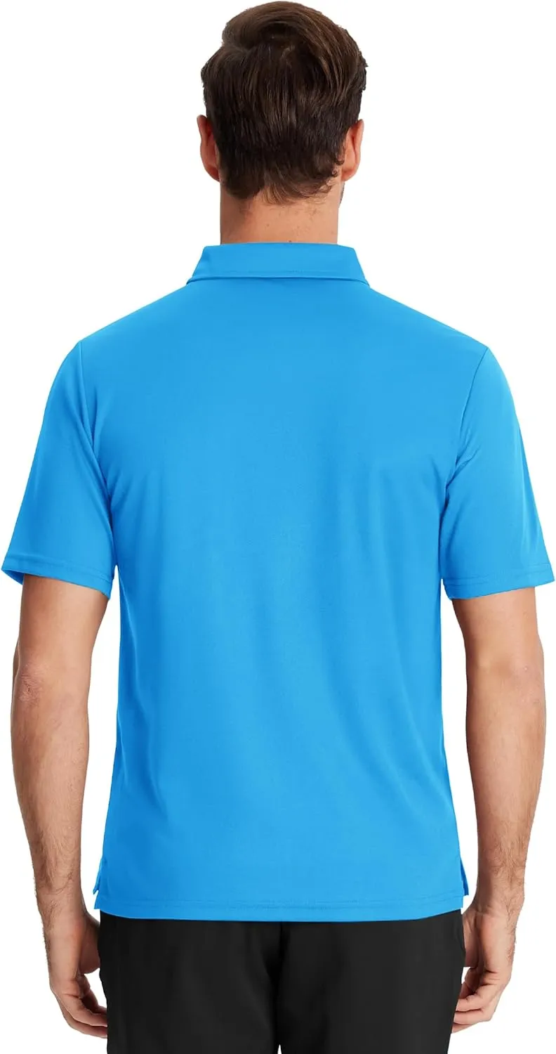 TACVASEN Mens Polo Shirts with Pocket Mens Golf Shirt Short Sleeve Performance Dry Fit Golf Work Athletic Polos