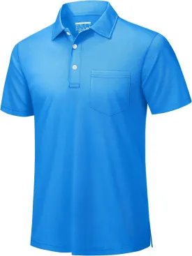 TACVASEN Mens Polo Shirts with Pocket Mens Golf Shirt Short Sleeve Performance Dry Fit Golf Work Athletic Polos