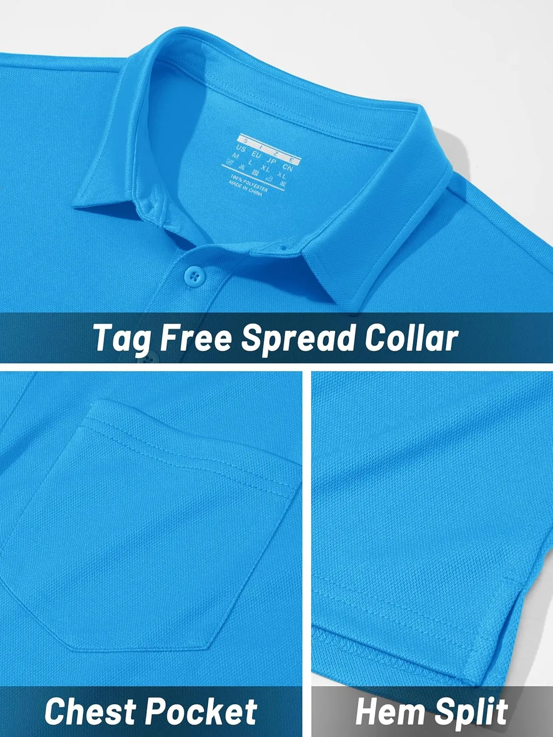 TACVASEN Mens Polo Shirts with Pocket Mens Golf Shirt Short Sleeve Performance Dry Fit Golf Work Athletic Polos