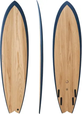Wood Skin Surfboard Mid Length MID05 Quad Fish, Durable and Light-Weight Structure